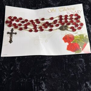 St. Thérèse Rosary red‎ flat beads